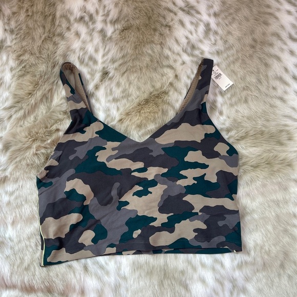 NWT Aerie Green and Brown Camouflage Sports Bra with Lace-Up Back - Picture 8 of 11